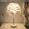 Lámpara de mesa con plumas de celebridades de Internet, lámpara decorativa de estilo nórdico para sala de estar, lámpara de noche para niña, lámpara de noche creativa.