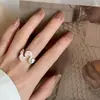 Anel Irregular com Delicado Padrão Floral para Mulheres, Anel Aberto Simples e Fashionável Estilo Ins Nicho, Anel para Dedo Indicador, Tendência