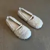 Sapatos Mary Jane Suaves de Uma Tira Estilo Francês, Novos Sapatos de Inverno e Outono Rasos com Pelo para Mulheres