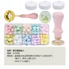 1 Conjunto de Pérolas para Selo de Cera, Conjunto de Carimbos de Selo de Cera com 24 Compartimentos e Pérolas de Cera de Cores Misturadas, Forno Derretedor de Envelopes Correspondente e Pinças