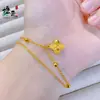 Loja de Ouro Mesmo Estilo Banho de Ouro Brilhante Camada Dupla de Contas Trituradas Gelo Trevo Dupla Face Pulseira para Mulheres, Joias de Alta Qualidade Transmissão ao Vivo