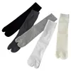26 Calcetines Miu Primavera/Verano Estilo Japonés Color Sólido Raya Vertical Calcetines de Punta Dividida Calcetines de Dos Dedos Calcetines de Media Pantorrilla Calcetines Finos de Punta Dividida con Volantes