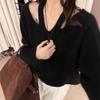 Suéter de Punto Suelto, Sencillo, Suave, Estilo Coreano, Nuevo Estilo Otoño e Invierno 2025, Elegante, Adelgazante, Rejuvenecedor, de Alta Calidad para Mujer