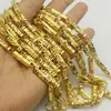 Joyería de Cobre Chapado en Oro Collar de Arena Dorada Vietnamita para Hombre, Patrón de Dragón Monocromático, Cuenta Redonda, Eslabón de Bambú, Collar de Imitación de Oro para Hombre
