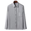 Camisa de manga larga para hombres de mediana edad y ancianos, primavera y verano, color liso, holgada, talla grande, camisa de lino, delgada