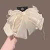 2026 Estilo Coreano Plissado Chiffon Malha Grande Laço Rabo de Cavalo Presilha de Cabelo High-End Elegante Presilha de Garra Meio Preso Cabelo Presilha de Tubarão