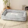 Cama nova para cachorro, quente e confortável para o inverno, tamanho grande, mantém os pets aquecidos, suprimentos para animais de estimação, cama para gato, estilo pelúcia de pelo longo, design quadrado, cama para cachorro com almofada