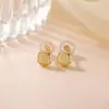 Yi Lu Yin Plata de Ley S925 Chapado en Oro Moda Geométrico Cuadrado Redondo Simple Viaje Personalidad Versátil Aretes de Presión Adornos de Oreja de Plata