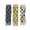 Calcetines Retro Japoneses de Lunares Grandes Coloridos con Dedos Divididos Otoño Nuevo Algodón Color Bloque Coreano Calcetines de Dos Dedos de Media Pantorrilla Sin Costuras