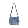 Bolsa Transversal Jeans Nova com Bordado de Estrela 2026 para Mulheres, Versátil, Múltiplos Bolsos, Grande Capacidade, para o Trabalho, Pequena Quadrada