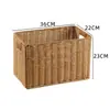 Cesta de almacenamiento de mimbre sintético ropa sucia juguetes bocadillos artículos varios cesta de almacenamiento tejida en bambú hogar sala de estar mueble de TV escritorio completo