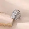 Nuevos Accesorios de Playa Europeos y Americanos Anillo de Concha de Lujo de Entrada Chapado en Acero Inoxidable Oro de 18 Quilates Anillo para Vacaciones en la Playa Joyería