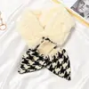 Bufanda de Punto Coreana Dongdaemun con Costuras para Mujer, Elegante, Linda, Cuello de Piel Sintética de Conejo, Engrosada, Cálida, Felpa