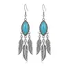 Pendientes de Aro Metálico con Hojas de Estilo Étnico Retro Vintage de Moda para Mujer, Elegantes y Clásicos Accesorios para Orejas con Borlas Exageradas
