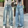 Jeans Lavados Estilo Retro Americano Scimitar para Mujer Otoño e Invierno 2025 Nuevo Estilo Sueltos Adelgazantes Caída Casual Pantalones de Pata de Elefante