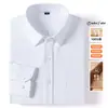 Camisa de manga larga de algodón puro cepillado para hombre de talla grande de Amazon, versátil prenda exterior de primavera y otoño, camisa estilo papá 100% algodón
