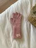 Nuevos guantes largos para dedos para montar de tela con alfabeto coreano, guantes de punto cálidos para otoño e invierno para mujer, guantes para conducir con muñequera