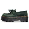 Mocasines Marrones Crazy Horse con Borlas para Mujer, Zapatos de Cuero Genuino de Caña Baja, Cuero de Primera Capa, Estilo Británico, Zapatos Casuales de Plataforma de Suela Gruesa de Moda