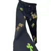 Marca de Moda Europea Trendy Transfronteriza Cro Classic Parche Cruzado Colorido Jeans de Cuero Pantalones de Moda Unisex en