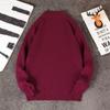 Suéter de color sólido estilo japonés para hombre otoño e invierno suéter cálido lujo ligero con forro polar cuello redondo tejido camisa básica de manga larga para hombre a la moda