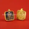 Colgante Pequeño Thangka de Acero de Titanio, Ocho Santos Patronos del Buda, Colgante de Collar Semi Pintado a Mano para Vidas Pasadas y Presentes, Electrochapado en Oro de 18K