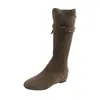 Botas Altas Gruesas de Cuero Genuino con Tacón Oculto para Mujer, Botas de Caña Alta Estilo Western 2026 Otoño Nuevas Botas de Moda Arrugadas, Botas de Montura