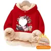 Moletom com Capuz Liso de Mistura de Algodão e Lã de Cordeiro, Forrado com Fleece, Sem Bolsos, Caimento Solto