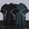 [Mangas Curtas de Seda de Gelo] Novo Estilo de Verão Solto Gola Redonda Mangas Curtas de Seda de Gelo Secagem Rápida Respirável Camiseta Masculina Fina Refrescante