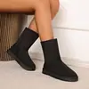 Comércio exterior transfronteiriço botas de neve femininas 2026 inverno novo sapatos femininos, sapatos de algodão quentes de cano médio com pelúcia, botas de algodão femininas para outono e inverno