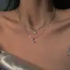 Colar de Pérola Dupla Camada Coração de Verão para Mulheres, Luxo Acessível Design de Alta Qualidade, Corrente de Clavícula Exquisita para Empilhamento Nicho Ins