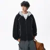 Sudadera con capucha de punto de marca de moda para hombre, sudadera con capucha de retazos versátil y holgada de alta costura para otoño, chaqueta holgada casual americana para pareja