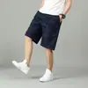 Bermuda de trabalho de algodão masculina para o verão, bermuda de praia camuflada casual solta plus size, cor sólida simples para trabalho