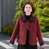 Nueva colección de otoño e invierno: Elegante abrigo de lana de doble cara para mujeres de mediana edad y mayores, con un diseño elegante, cálido y de bloques de color con un cuello contrastante