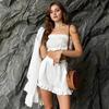 Conjunto de Pijama de Tres Piezas con Volantes, Holgado, de Manga Larga y Pantalón Corto, Estilo Transfronterizo Europeo y Americano, Otoño 2026, Ropa de Casa 100% Algodón para Mujer