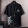 Camiseta de Manga Curta Masculina Verão 2023 Nova Seda Gelada Secagem Rápida Marca Tendência ins Roupa Solta Tendência Masculina Meia Manga