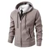 Cardigan de Punto con Capucha y Cremallera a Cuadros para Hombre Otoño Invierno Sudadera Gruesa con Forro de Terciopelo Múltiples Colores en Stock Venta al por Mayor