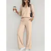 2026 Ropa europea y americana para mujer transfronteriza Amazon moda ropa deportiva color liso cuello en V manga larga sudadera conjunto de pantalones casuales