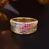 Anel de Banda Larga Colorido com Pedras Preciosas Irregulares Mosaico Misto Zircônia Multicolor Personalidade de Alto Grau Anel de Dedo Joias de Mão Atacado