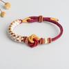 Pulsera tejida de nudo mandala hecha a mano diy cuerda de mano con nudo de flor de melocotón rosa puede usar cuentas de la suerte accesorios de joyería pulsera