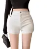 Pantalones cortos ajustados de cintura alta para mujer, informales, ajustados y sexys, de verano, color blanco