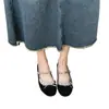 Zapatos Mary Jane con Bloques de Color y Lazo, 4 cm de Altura Interna, Color Francés, Nuevo 2026, Bailarinas de Corte Bajo con Correa Única