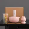 Juego de Té Japonés Dinastía Song Transfronterizo Amazon Más Vendido Tazón Rosa para Matcha Juego de Cuatro Piezas de Exportación para Matcha