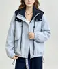 Moda Otoño 2026 Versátil Chaqueta con Capucha y Cremallera para Mujer, Corte Holgado, Adelgazante, Gabardina Casual Elegante para Mujer