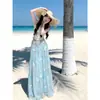 Conjunto Duas Peças de Top Novo Estilo Primavera e Verão com Bordas Franzidas e Design de Amarração na Cintura Combinado com uma Saia de Renda Estampada