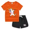 Camiseta de Verano Redonda de Unicornio Pantalones Cortos Casual Coreano Camiseta Básica Absorbente de Sudor Dulce Conjunto de Camisetas Interiores para Niños