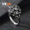 Venta caliente transfronteriza joyería de acero inoxidable fundición anillo de rosa con relieve tridimensional diseño retro para mujer anillo de acero de titanio