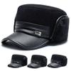 Sombrero de ala plana engrosado cálido con protección para las orejas para hombres de mediana edad y ancianos en otoño e invierno para padre y abuelo circunferencia de cabeza grande sombrero de algodón a prueba de frío