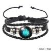 Estilo Quente de Vendas no Comércio Exterior: Pulseira de Couro com 12 Signos do Zodíaco, Pulseira Personalizada Retrô Tecida Céu Estrelado, Pulseira de Couro dos Doze Signos