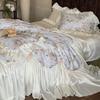 Conjunto de Roupa de Cama Liwu Francês Coreano Fresco Primavera Verão Tencel Algodão Confortável Quatro Peças para Dormir Nu