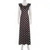 Elegante Vestido de Mujer de Estilo Francés, Nueva Llegada, Corte Ajustado, Estampado de Lunares, con Volantes, Cuello en U, Moderno, Adelgazante, Europeo y Americano
